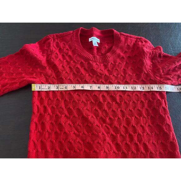 Croft & Barrow Petite XS Red Cable Knit 100% Cotton Pullover Crew Neck Sweater - Picture 5 of 8